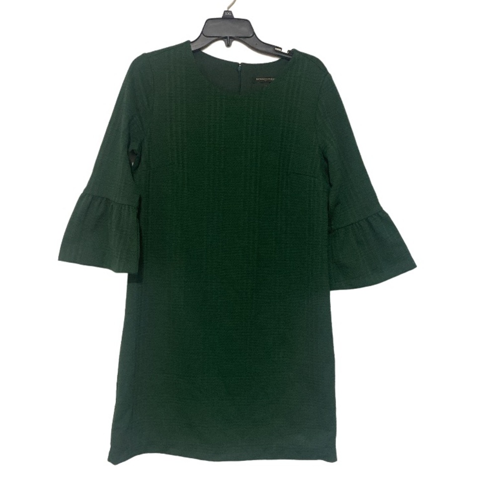 Banana Republic Hunter Green Dress Fully Lined Butterfly Bell Sleeve - Size 8
